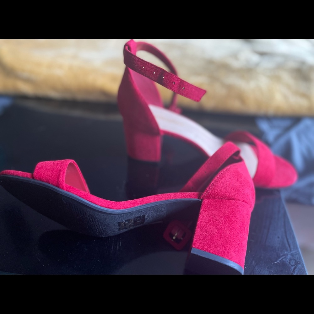 Red chunk heel sandal